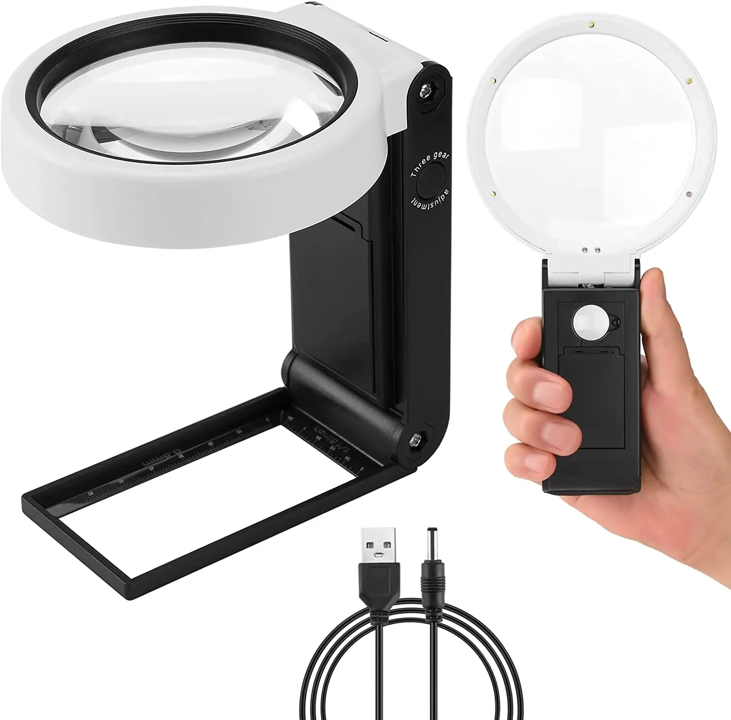 Hot Sale 6X 25X Multifunction Handheld Magnifier Desktop Folding LED Illuminated Magnifying Glass for Reading