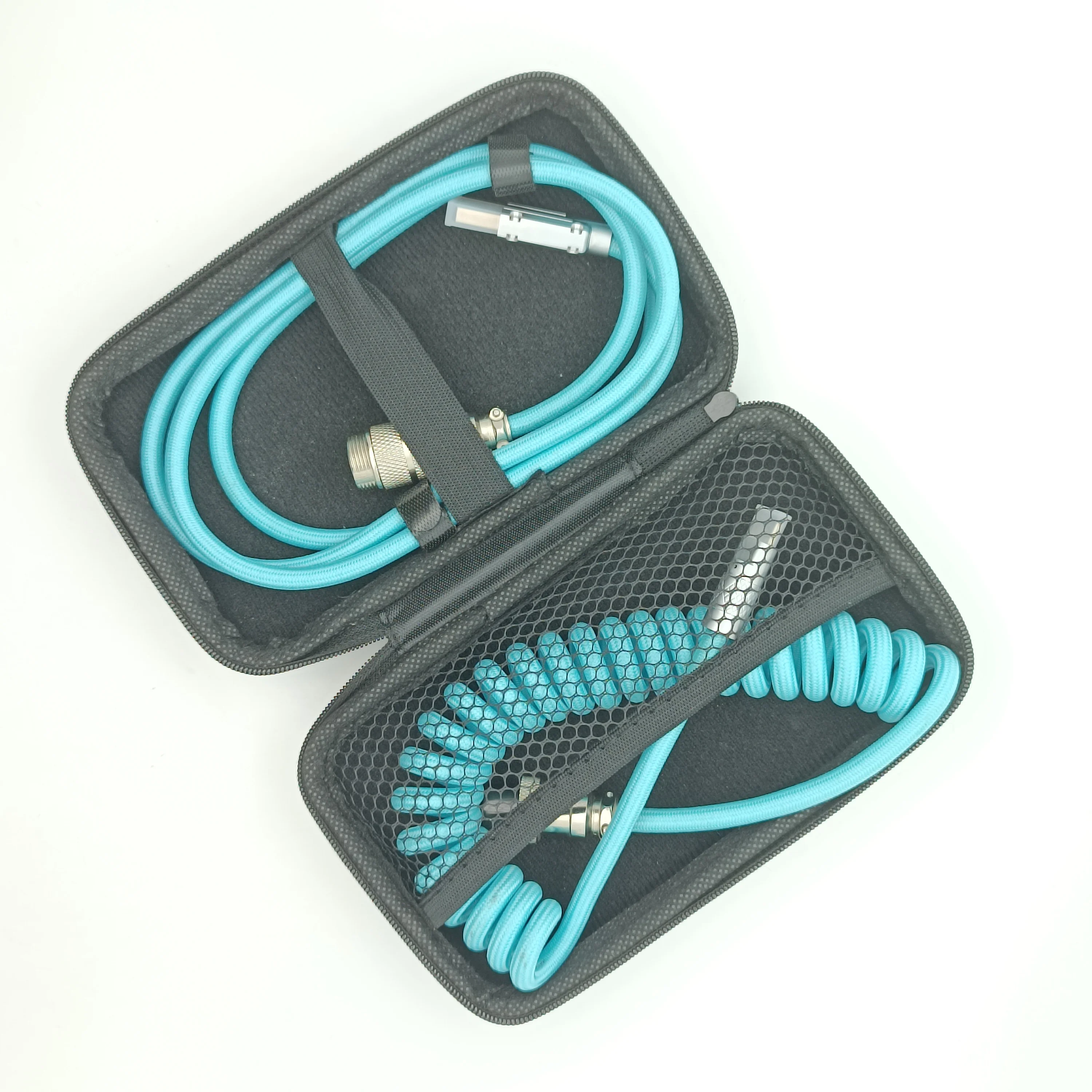 Custom Gaming Keyboard Mechanical Cable Usb C Coiled Mechanical Keyboard Cable Aviation Spring Double Sleeve Coiled Usb C Cable