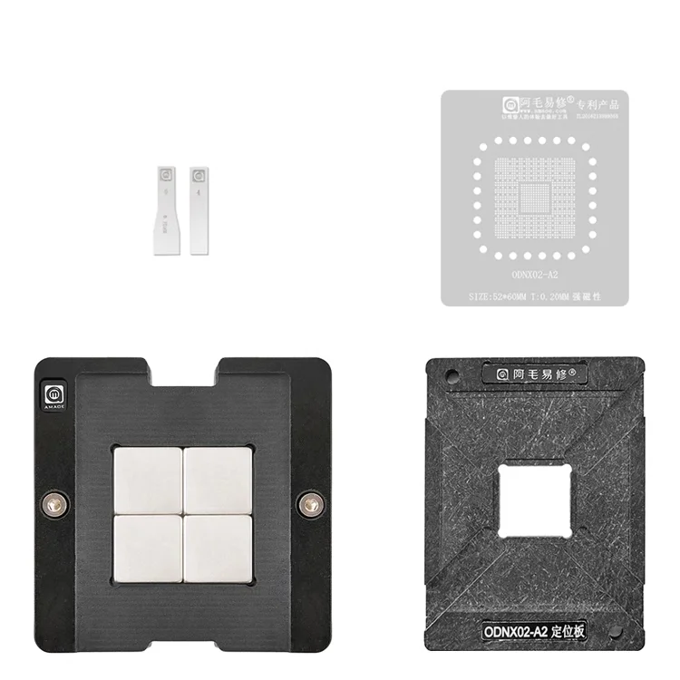 Amaoe Game Player CPU IC ODNX02-A2 BGA Stencil Reballing Platform Kit For Switch CPU IC Pin Solder Tin Plant Net Mesh 0.2mm