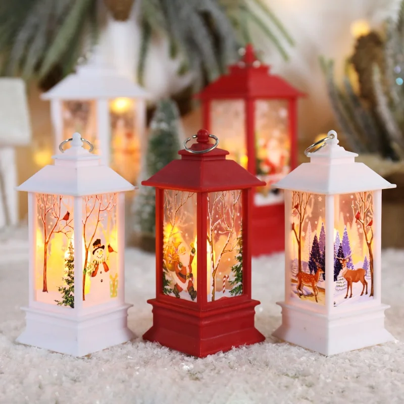 2025 New wholesale LED Christmas Lights with Wind Lamp Candlestick Desktop Ornaments Snowman and Santa Decoration