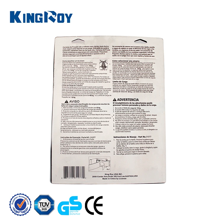 Kingroy 4pc plastic hanger package 1inch s hook cambuckle motorcycle strap