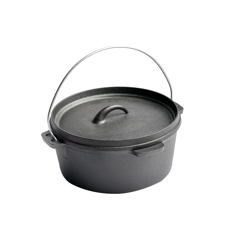 High Quality Pre-seasoned Cooking Pot Cast Iron Camping Cookware Dutch Oven Casserole