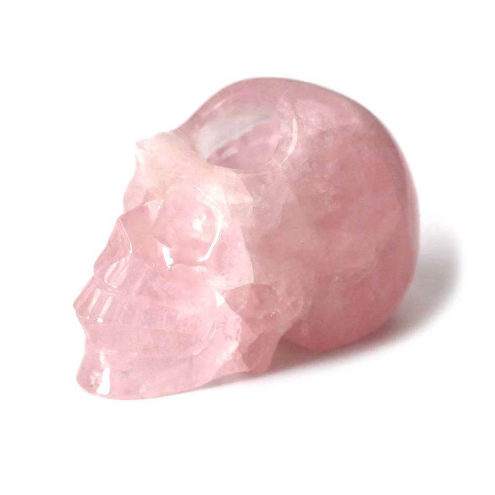 Hand Carved Rose Quartz Stone Crystal Skulls Shape Ashtray