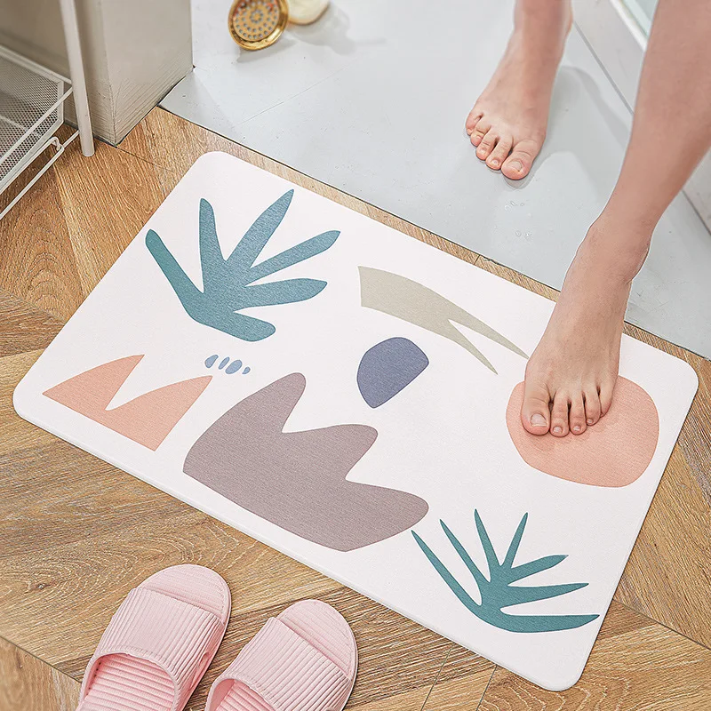 Non-Slip Super Absorbent Quick Drying Bathroom Floor Mat, Natural, Easy to Clean Stone Bath Mat, Diatomaceous Earth Shower Mat