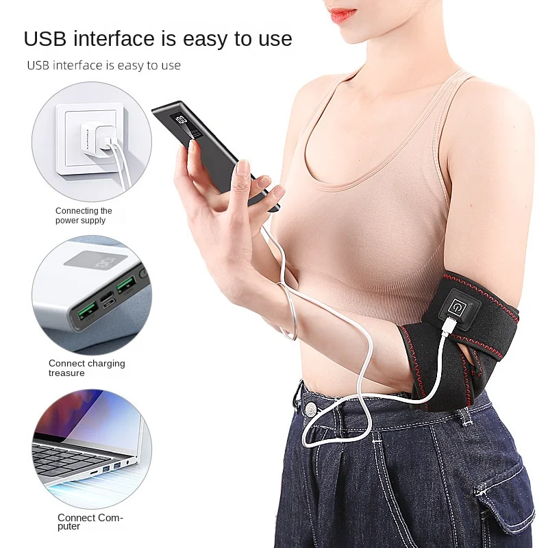 USB Electric Heating Elbow Knee Pads Intelligent Temperature Control Three-Speed Adjustable Sports Protective Equipment Men