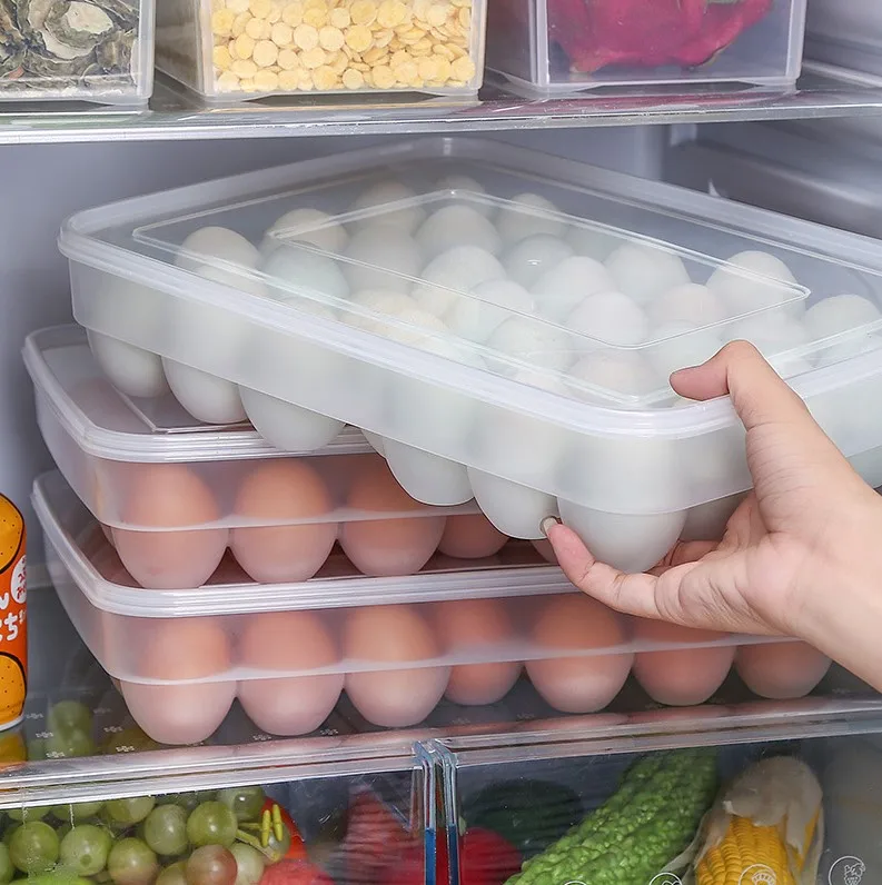 Fresh Keeping Plastic Stackable 34 Grid Kitchen Eggs Storage Box Egg Container Refrigeratoe Crisper Egg Grid