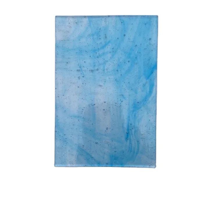 Wanda China Glass Manufacturer Transparent Blue Textured Glass Good Price Stained Glass Sheet