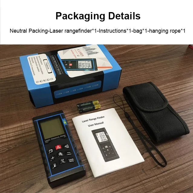 Laser Distance Meter Digital Measure Tool 40/60/80/100 Meter Handheld Infrared Outdoor Room Measuring Instrument with LCD