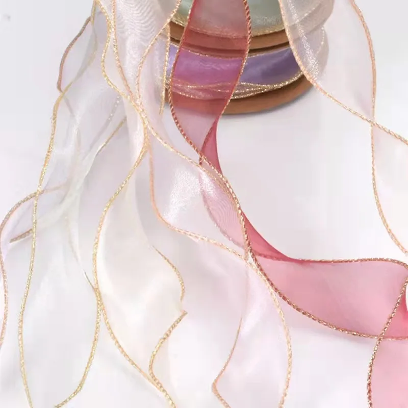 Wholesale Cake decoration edge fishtail yarn ribbon material bouquet Ribbon floral ribbon wavy edge decoration