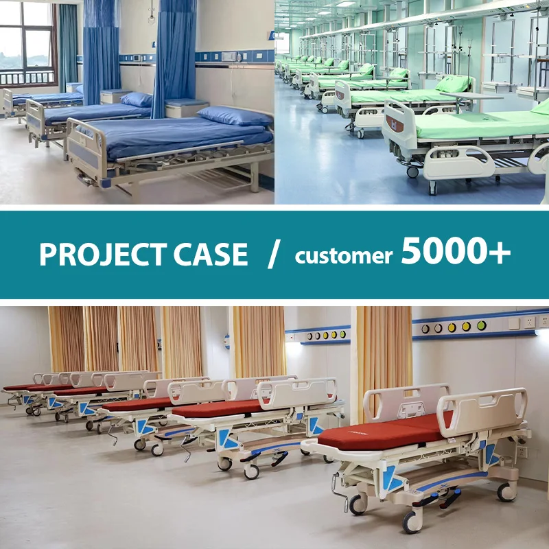 HaoHan 2025 new 037 two Function ABS Side Rail ICU Bed Multifunction Crank Manual Medical Bed With Low Price Manual Nursing Home