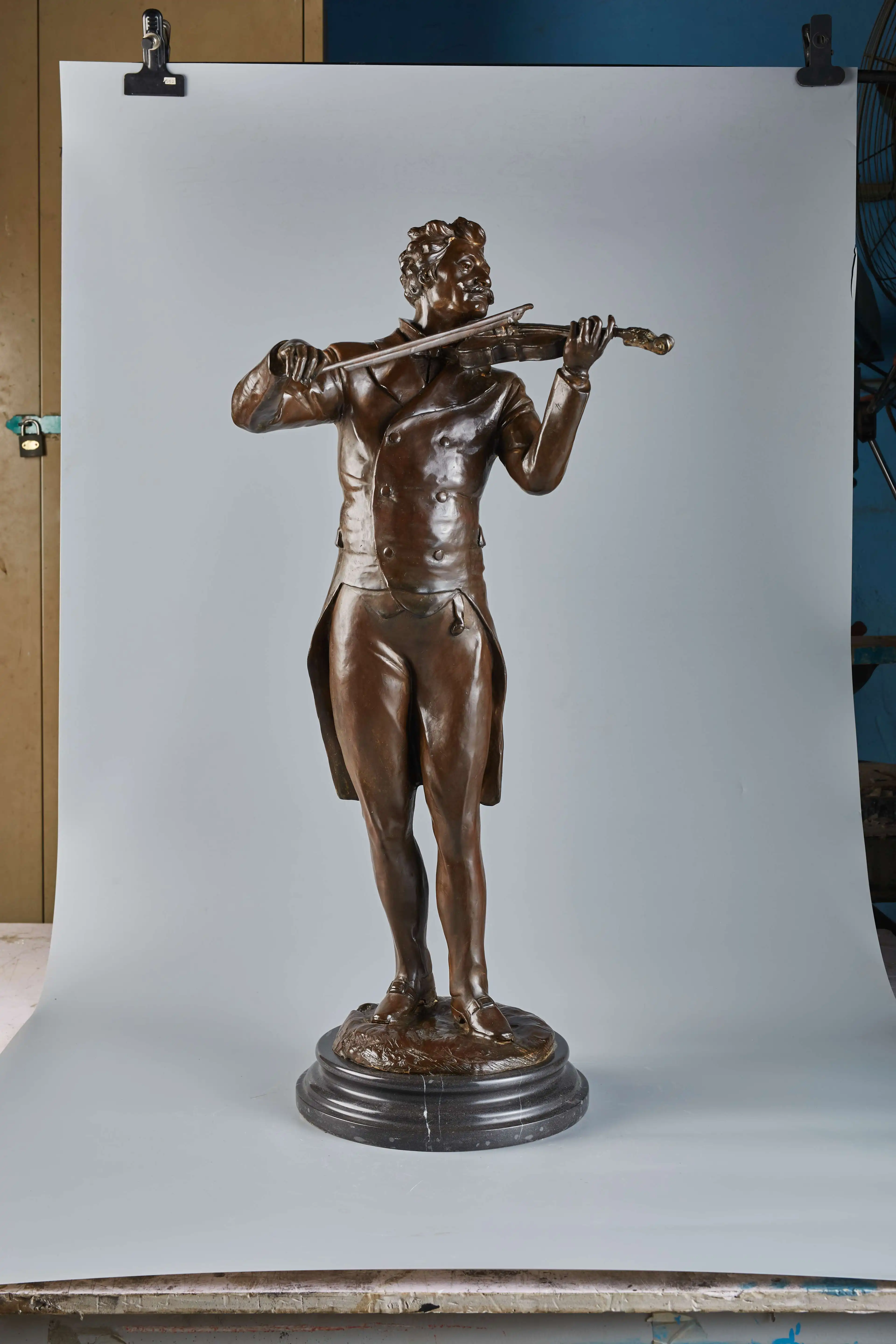 Popular Factory Supplied Bronze Art Violinist Man Johann Strauss Figurine Brass Cast Male Statue for Decoration