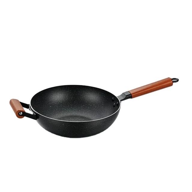 Индукционная Алюминиевая антипригарная сковорода с деревянной ручкой