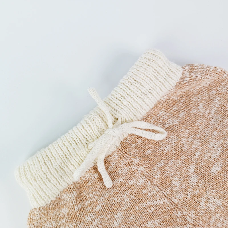 Paleo Baby Knitted Shorts Two Tone Color Custom Adjustable Strap Kids Pants Cotton New Born Baby Knit Shorts Pants