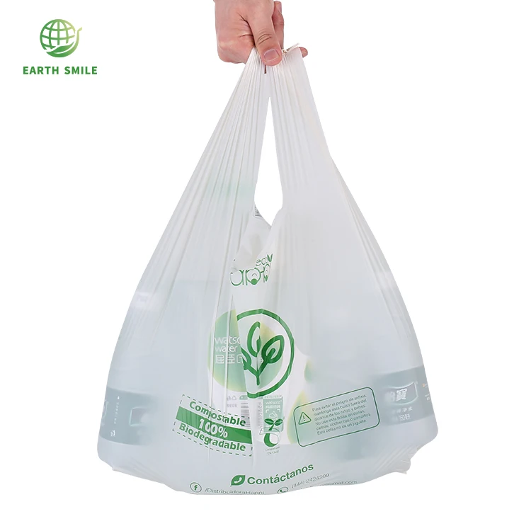 100% Naturally Cornstarch Pla Pbat Printed Vest Custom Biodegradable Plastic Carrier Bags