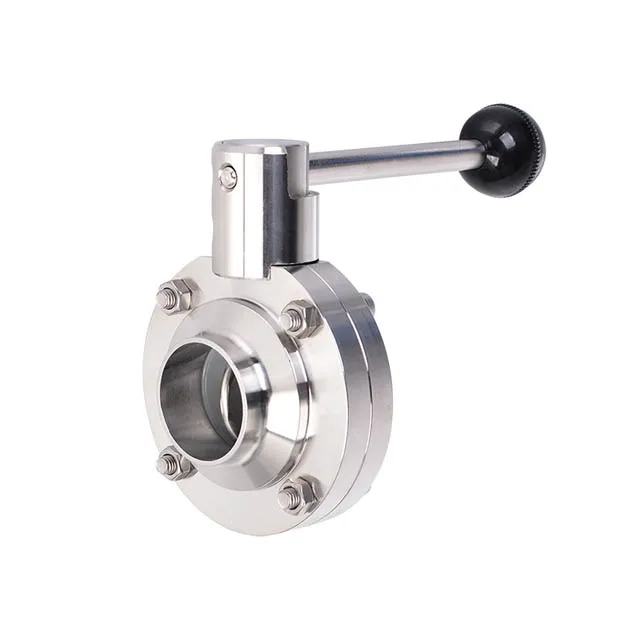 Stainless steel 304 316 sanitary food grade tri clamp ferrule  welding butterfly valve