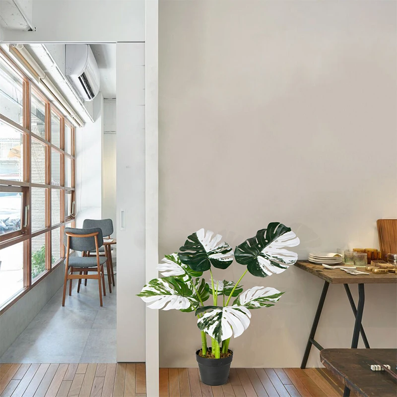 70cm Height Vivid Monstera Plants Green and white Leaf Artificial Tree Artificial Plants Home Decor