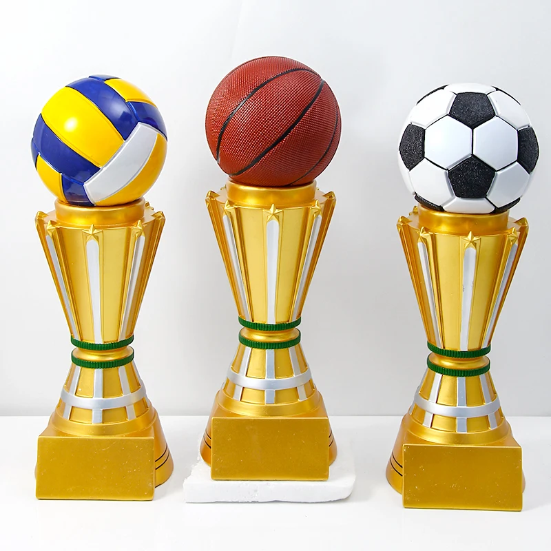 Soccer Basketball Trophy Creative Painted Sports Series Gold Plated Trophy