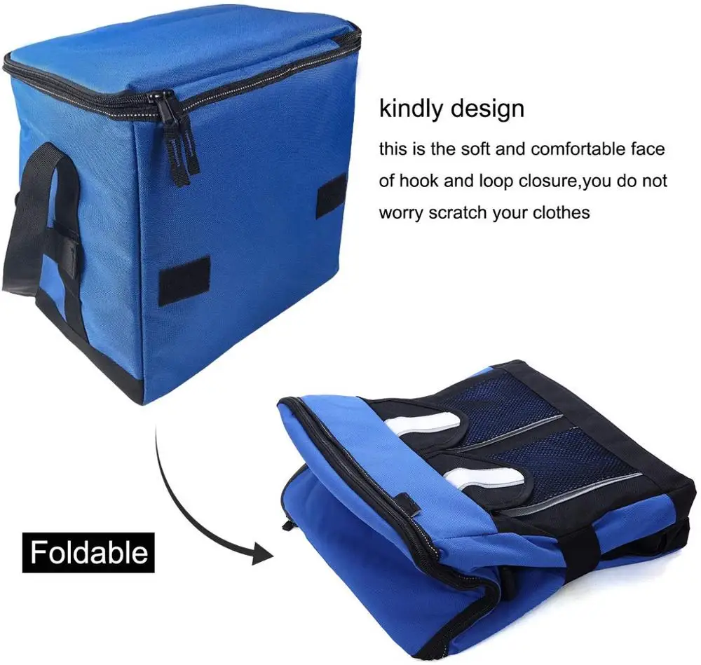 30Cans Collapsible Soft Cooler Bag Insulated Picnic Lunch Bag for Adult, Men, Women, Leakproof Liner, Blue, Large