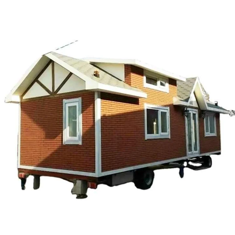 Wood Camper Movable Tiny Mobile Houses On 4 Wheels Aluminum Caravan House Trailer With Bathroom