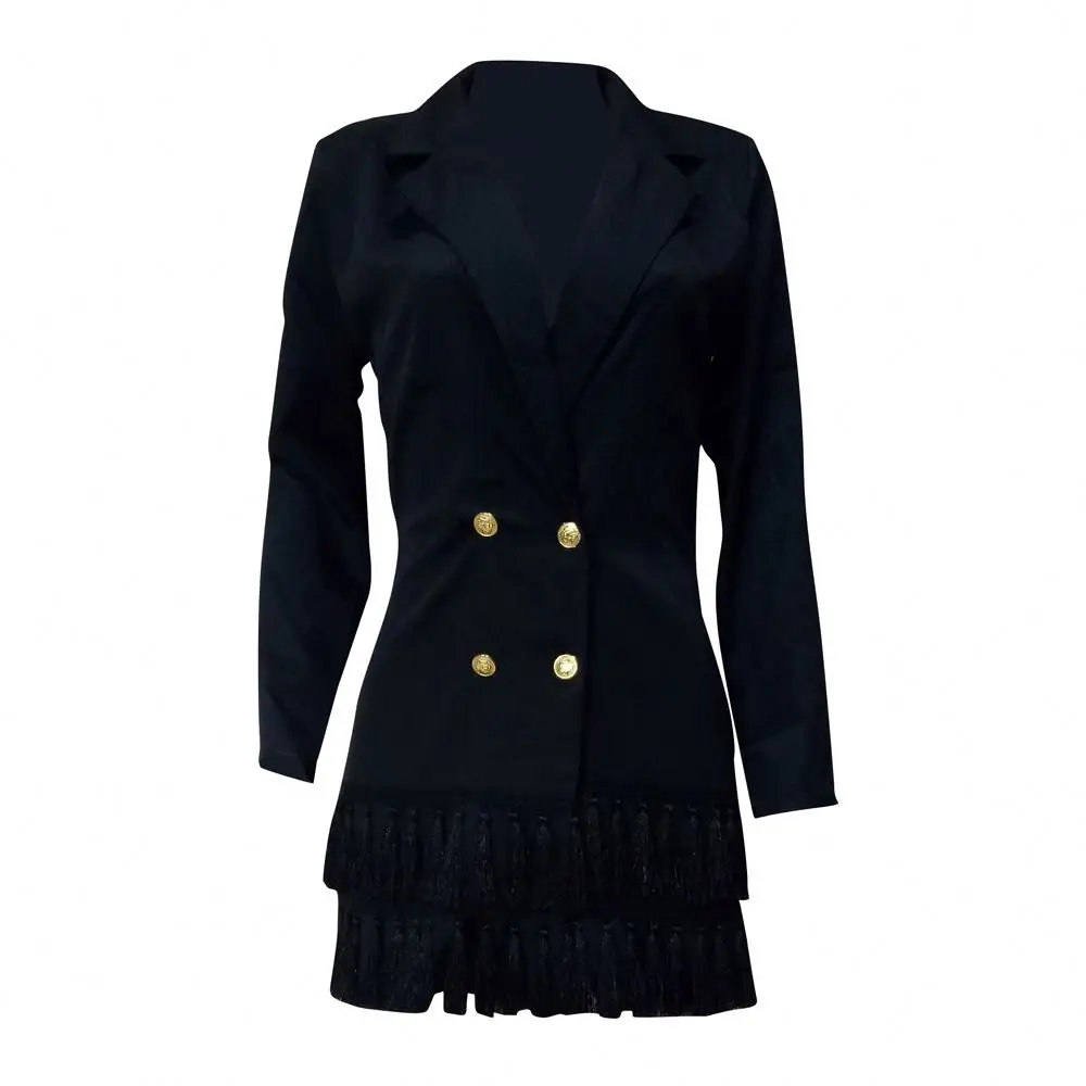 Ladies Blazer Suit Office Wear 2021 Solid Dress Fashion Taseels Coat Slim Suits For Women Double Breasted Business