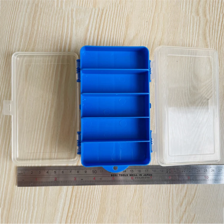 Double sided Fishing Tackle Box, Plastic Transparent Container
