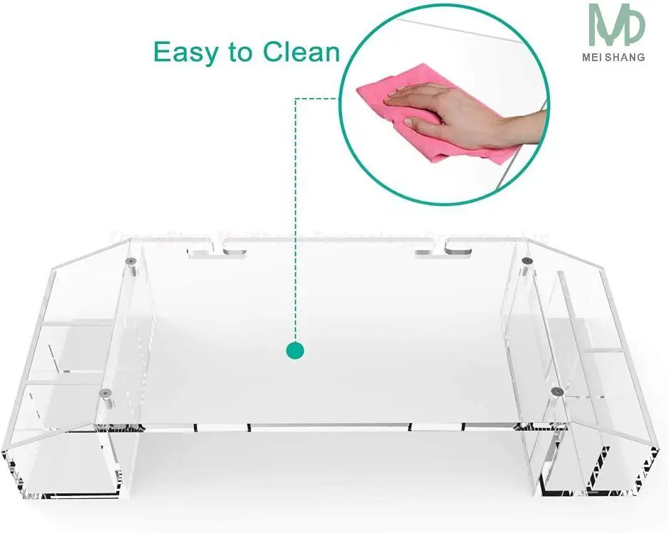 Organizer  Side Compartments Pockets and Cable Management Acrylic Monitor Stand Riser