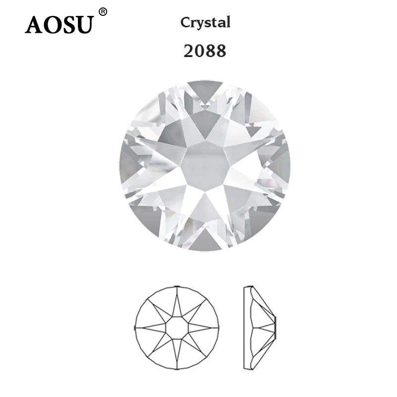 AOSU High Quality 16 Cut Facets SS16 SS20 SS30 AB Crystals Non Hotfix Strass Flatback Glass Rhinestones For Jewelry
