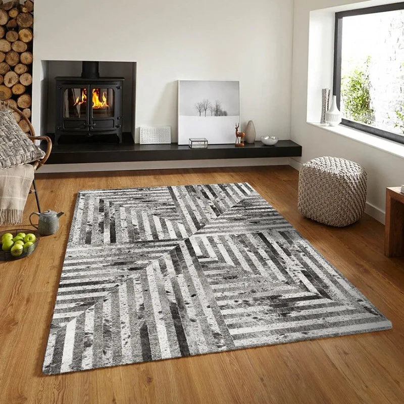 Chinese  Hot sale Wholesale Patchwork Leather Carpet High Quality Customized Colour Cowhide Rug
