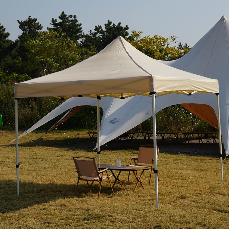 3*3 Meters Advertising Folding Tent Semi-automatic Outdoor Sunshade PVC Gazebo Waterproof Pop-Up Cover Events Weddings 5m Bay