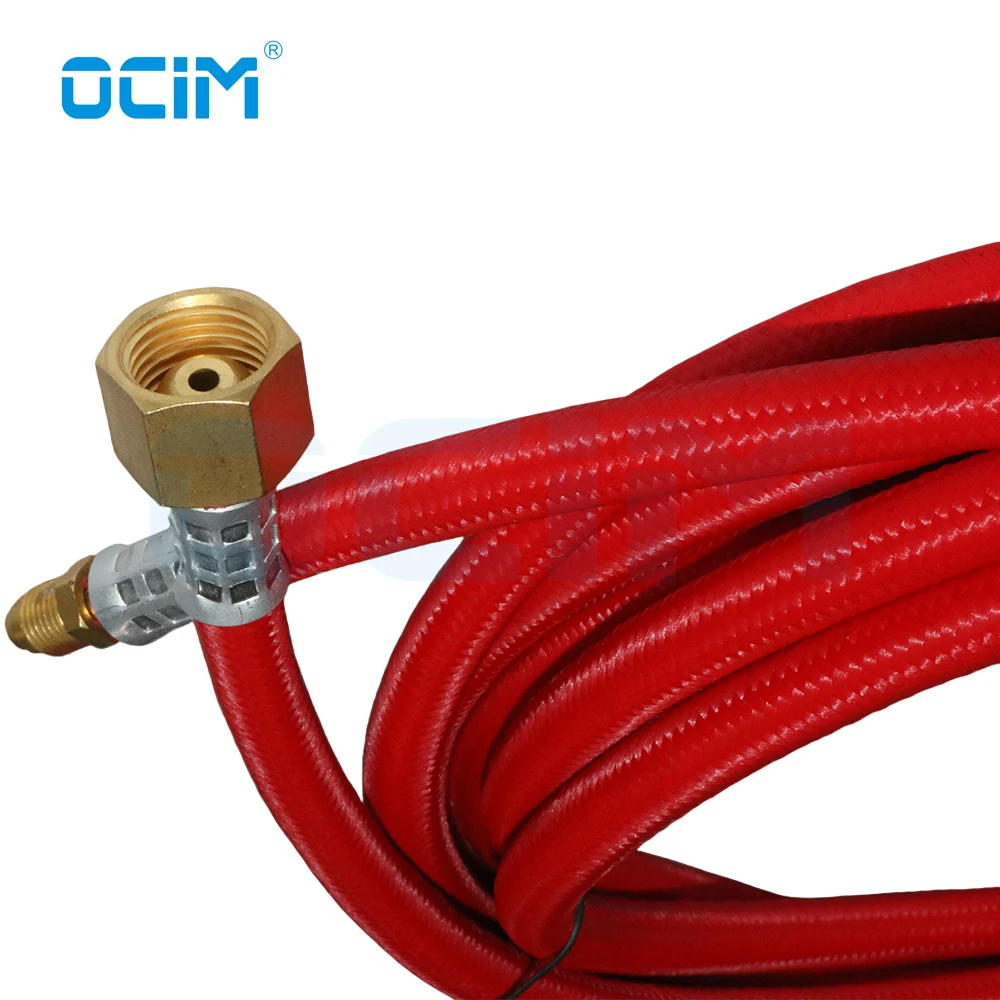 Tig Welding Cable Red Soft Hose 4M Front Connector 3/8-24 Tail Joint M16*1.5 For WP9 WP17 Torch Head