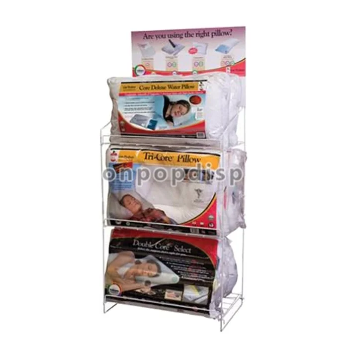 Supermarket And Grocery Store Retail Rack 3-Layer 6Mm Metal Wire Custom Signage Pillow Display
