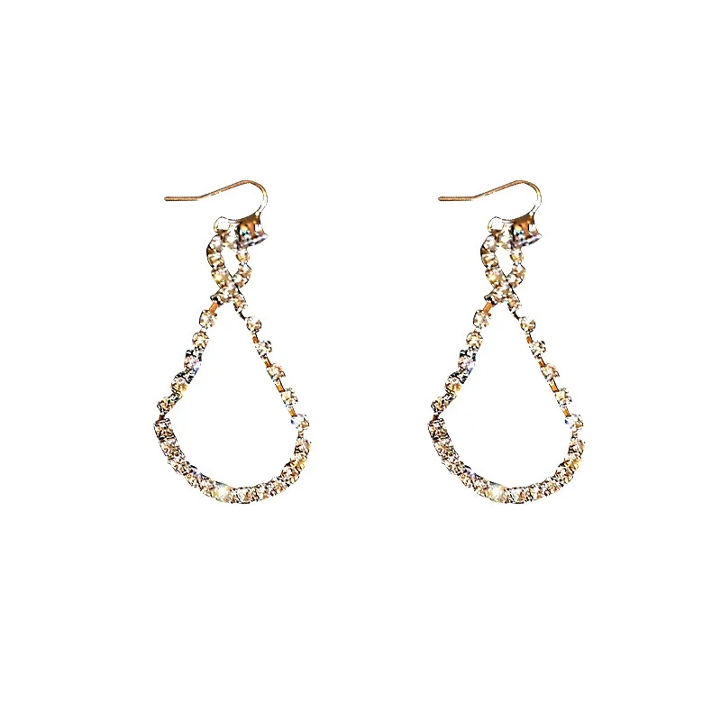 Jewelry Super flash earrings with diamond earhook long exaggerated net red temperament Fashion Earrings French Water