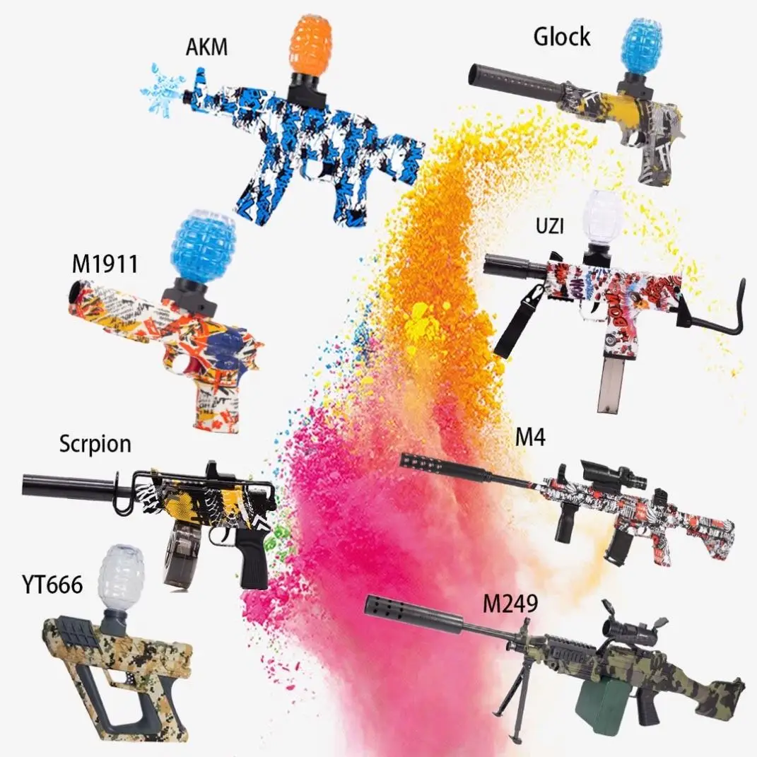 Upper Electric Blaster Toy Guns AKM47 M4 Splatter Ball Gun With Beads Plastic Toy Gun