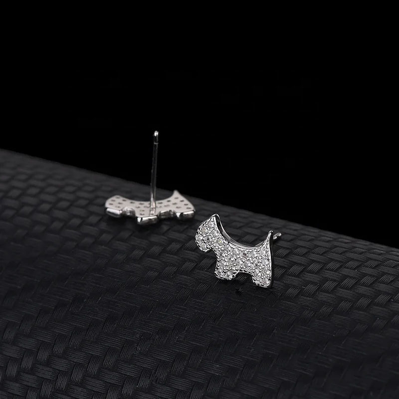 Exquisite 925 Sterling Silver Zircon Cute Puppy Dog Minimalist Animal Women 2021 New Trend Jewelry Cute Earrings