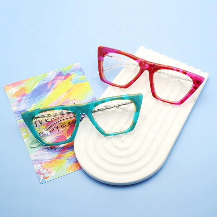 Wholesale blue light blocking computer glasses acetate optical frame for woman