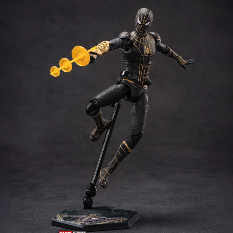 zd toys original genuine Marvel Spider Man-No Way Home Black and Gold Spider-Man 1/10 action figures movable joints 18cm 7 in
