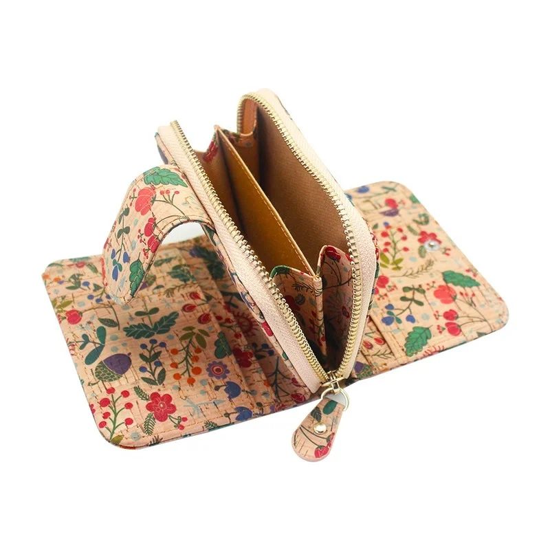 wholesale New Flower Ladies Purse Wallet Free Shipping Cork Printed Made of Wood Multi Card Position Luxury Womens RFID Wallet C