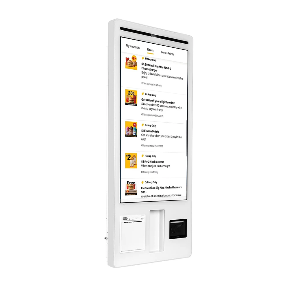 KFC restaurant hd interactive screen 32inch self service payment kiosk with printer scanner and camera burger self service
