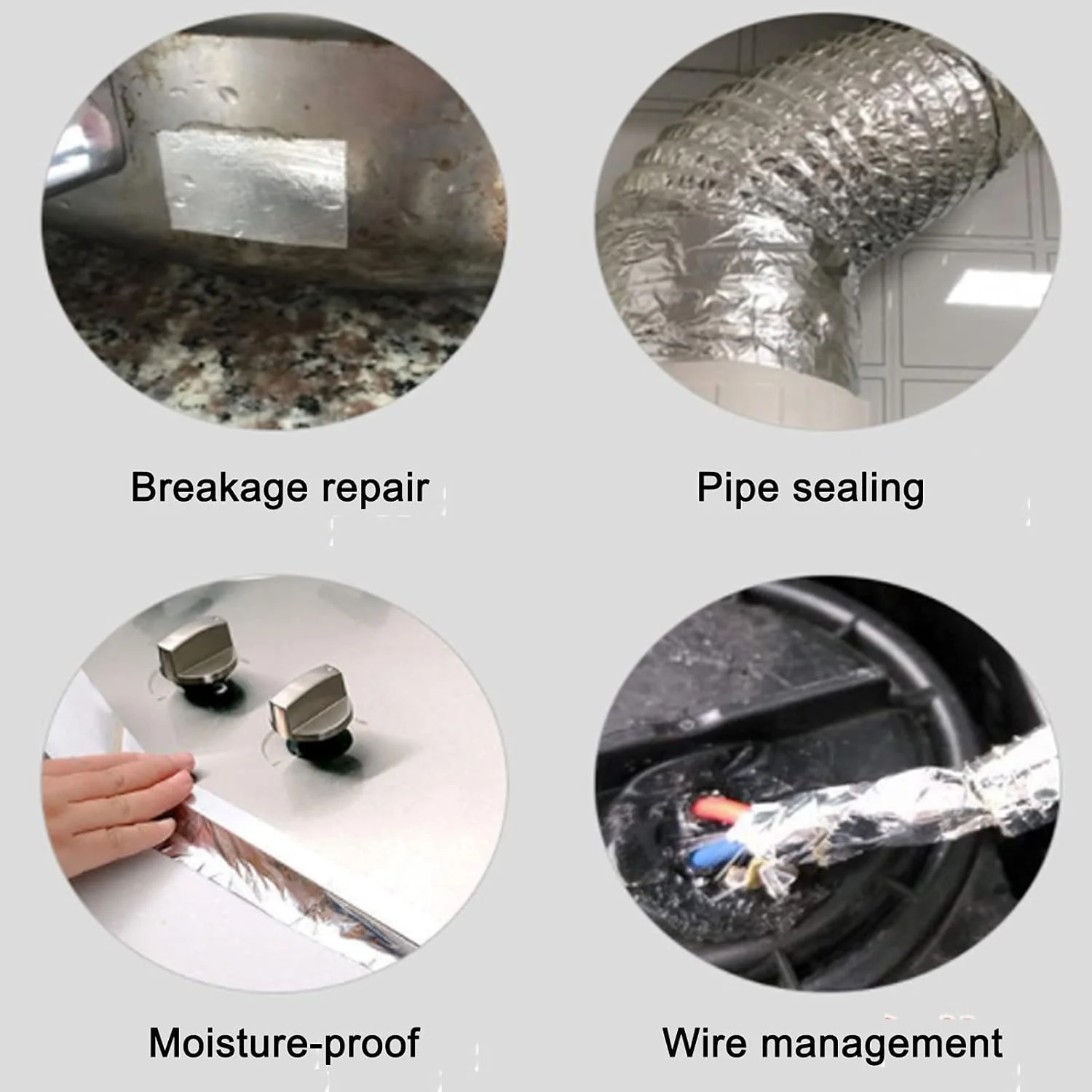 Heavy Duty Metal Insulation Aluminum Foil Ductwork Tape,Waterproof Dryer Leak Repair HVAC Tape