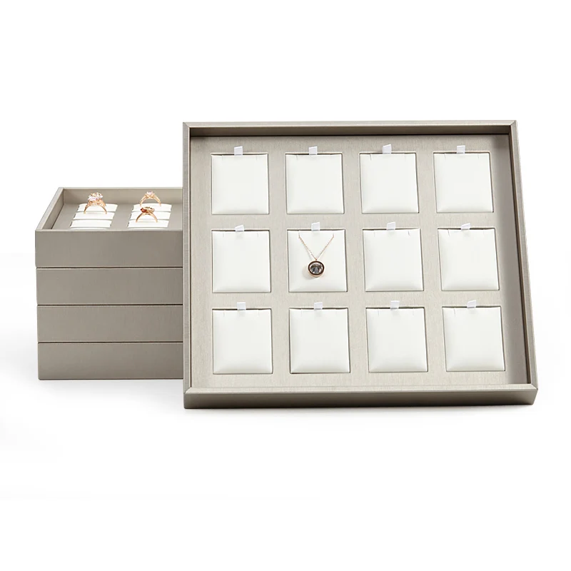 
DIGU custom earring jewelry packaging trays PU leather stackable jewelry trays jewellery organizer tray 