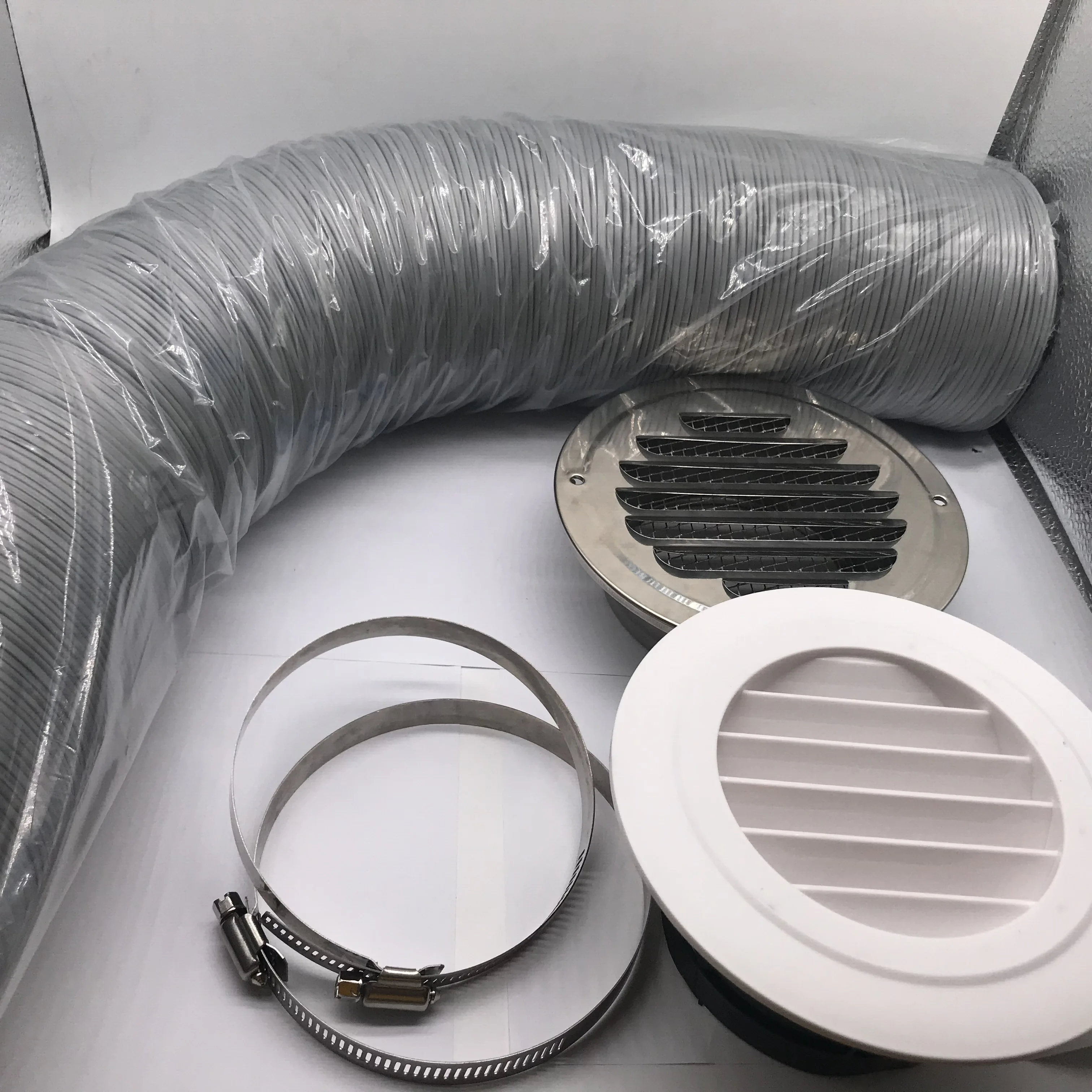 Длинный глушитель для труб, гибкий шланг для труб, шумоподавитель, глушитель для встроенного вентилятора для труб (4 дюйма, белый)