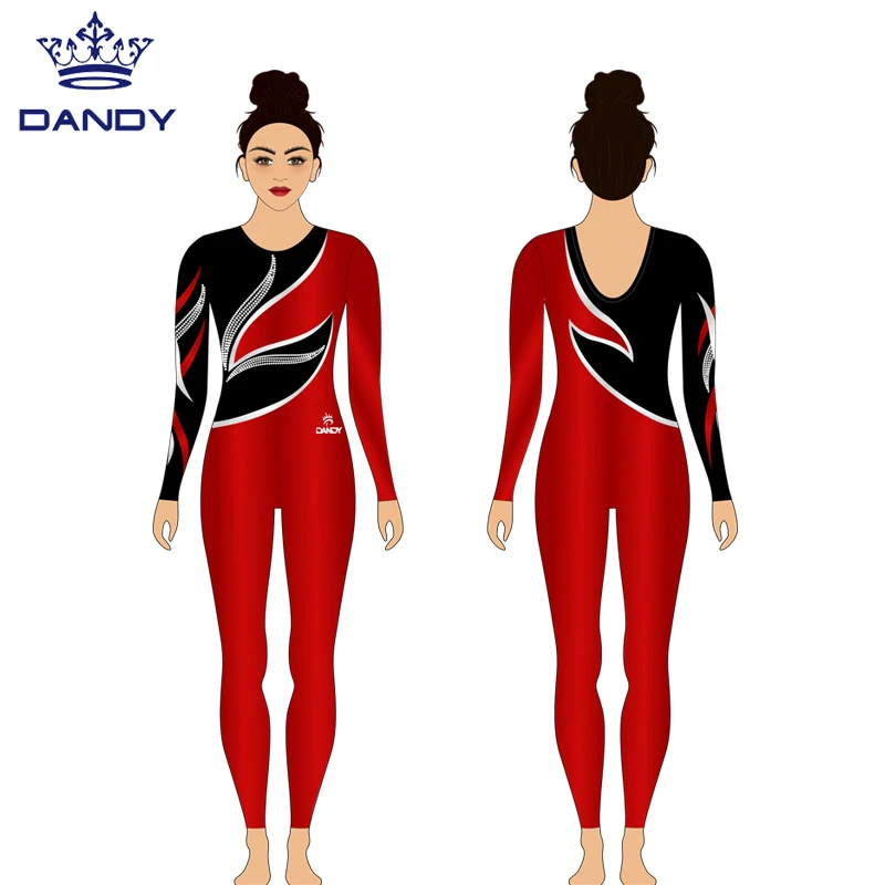 Ombre Rhythmic Ballet Gymnastics Customized Size Competition Leotards With Rhinestones for Girls
