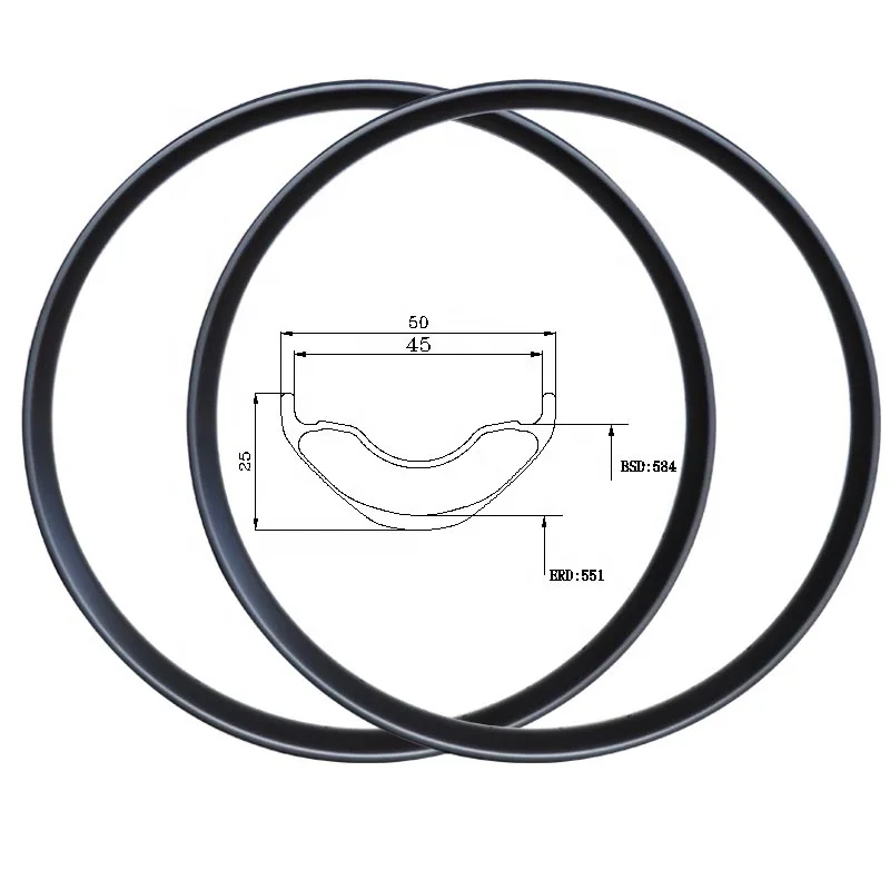 GoFast Mountain Bike Carbon Hookless Rim UD 3K 12K Full Carbon XC Rims Super light 50mm Width 25mm Depth Carbnon Rims 27.5