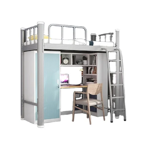 Steel Bunk Beds Metal Bedroom Furniture Modern School Bed School Table CA-231 with Wardrobe and Desk College Students Adult