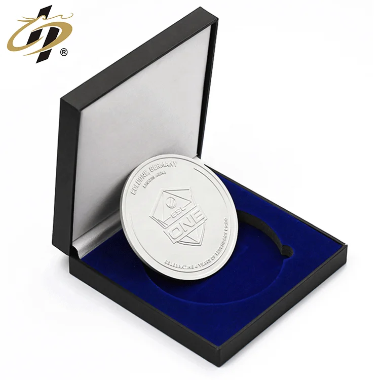 Shuanghua Made Zinc Alloy Silver Metal Medallion Custom Engraved Logo 3D Souvenir Coin With Gift Box