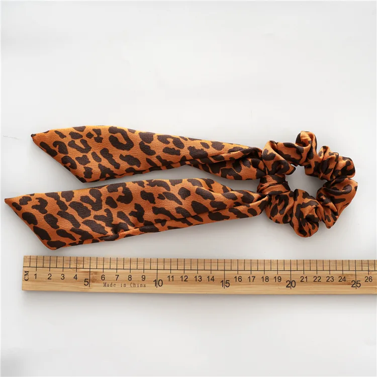 Fashion Hair Accessories Scrunchies Fabric Elastic Hair Band Cord Hair Ties Silk Satin Leopard Scarf Scrunchies For Women
