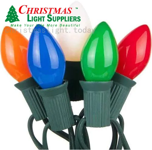 US C7 Ceramic light set 25 count 25 foot  Multi color  Christmas Tree light String Outdoor c7 led strand lights