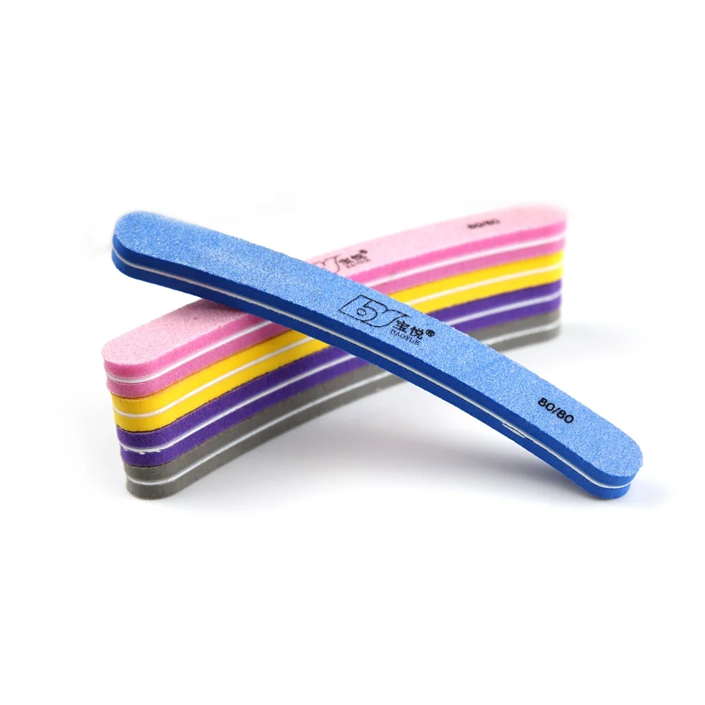 Professional salon use 80/100/180 grit sanding colourful polishing nail buffer