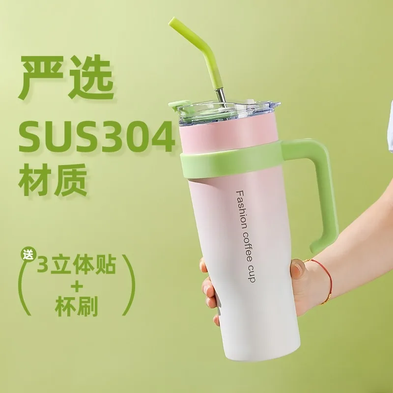 Lang Wholesale 1.25L With Straw Insulation and Cold Insulation Thermos Flask Stainless Steel Thermos for Travel