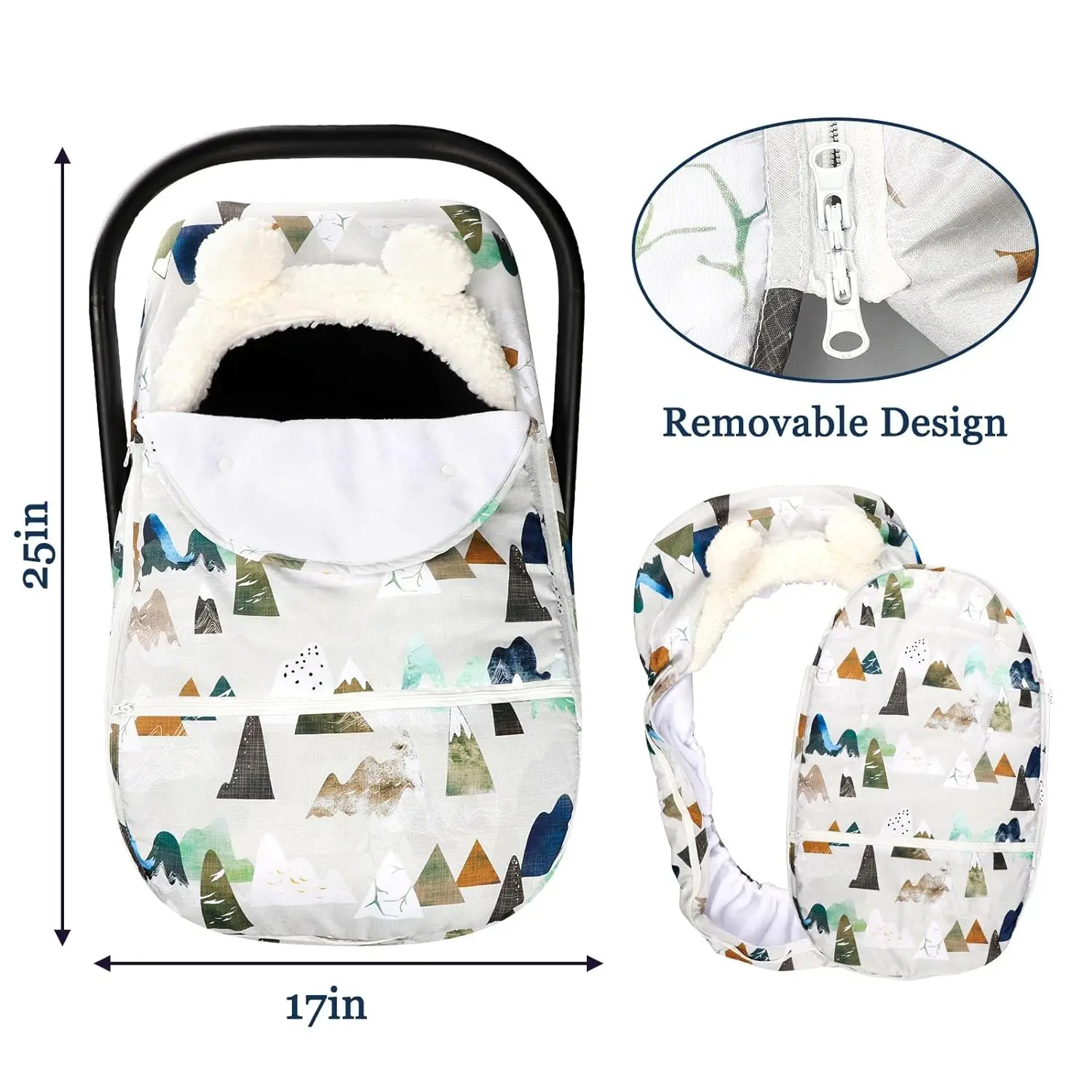 Cozy & Warm Winter Zipped Boys Car Seat Canopies Cover Protect Baby from Cold Wind for Baby